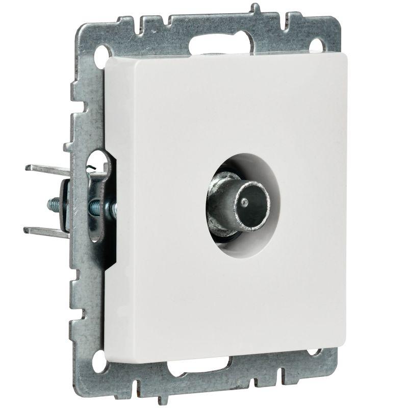  Розетка телевизионная проходная TV СП Brite РТВ10-0-БрБ механизм бел. IEK BR-A10-P-K01 фото в каталоге от BTSprom.by