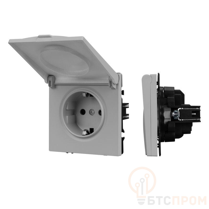  Розетка зк ARL NOBE со шторками и крышкой софт-тач никель SCT-MCP-SFPL-IS (250В 16А) Arlight 059441(1) фото в каталоге от BTSprom.by