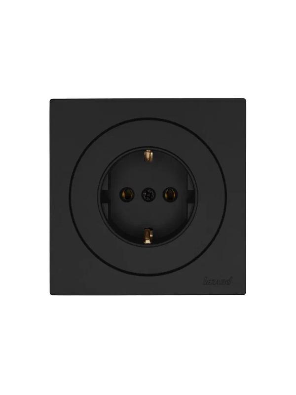  Розетка 1-м OSEN IP20 16А с заземл. ПБТ механизм черн. бархат LEZARD 743-4288-122B фото в каталоге от BTSprom.by
