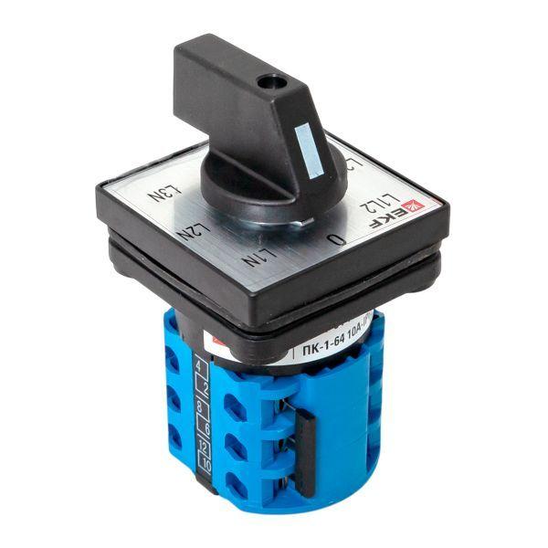  Переключатель кулачковый ПК-1-64 10А для вольтметра IP65 EKF pk-1-64-10-65 фото в каталоге от BTSprom.by