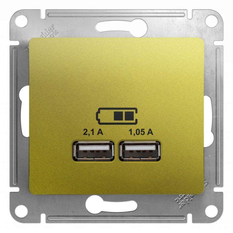 розетка usb 2-м сп glossa тип a+a 5в/2100ма 2х5в/1050ма механизм фисташк. se gsl001033 от BTSprom.by