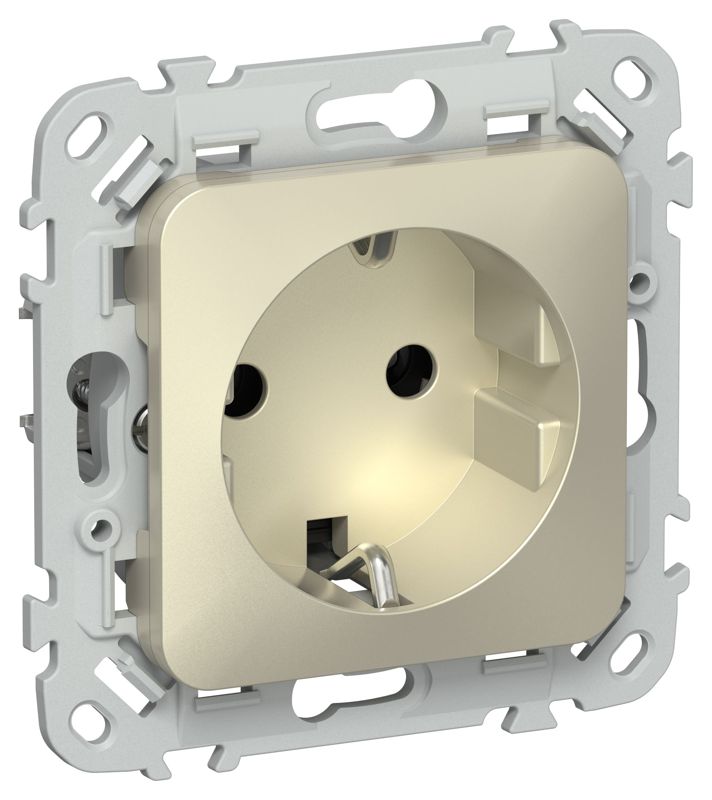 розетка сп flite рс11-1-флш 16а с заземл. без защ. шторок безвинтовое крепление механизм шампань iek fi-r11-16-1-k37 от BTSprom.by