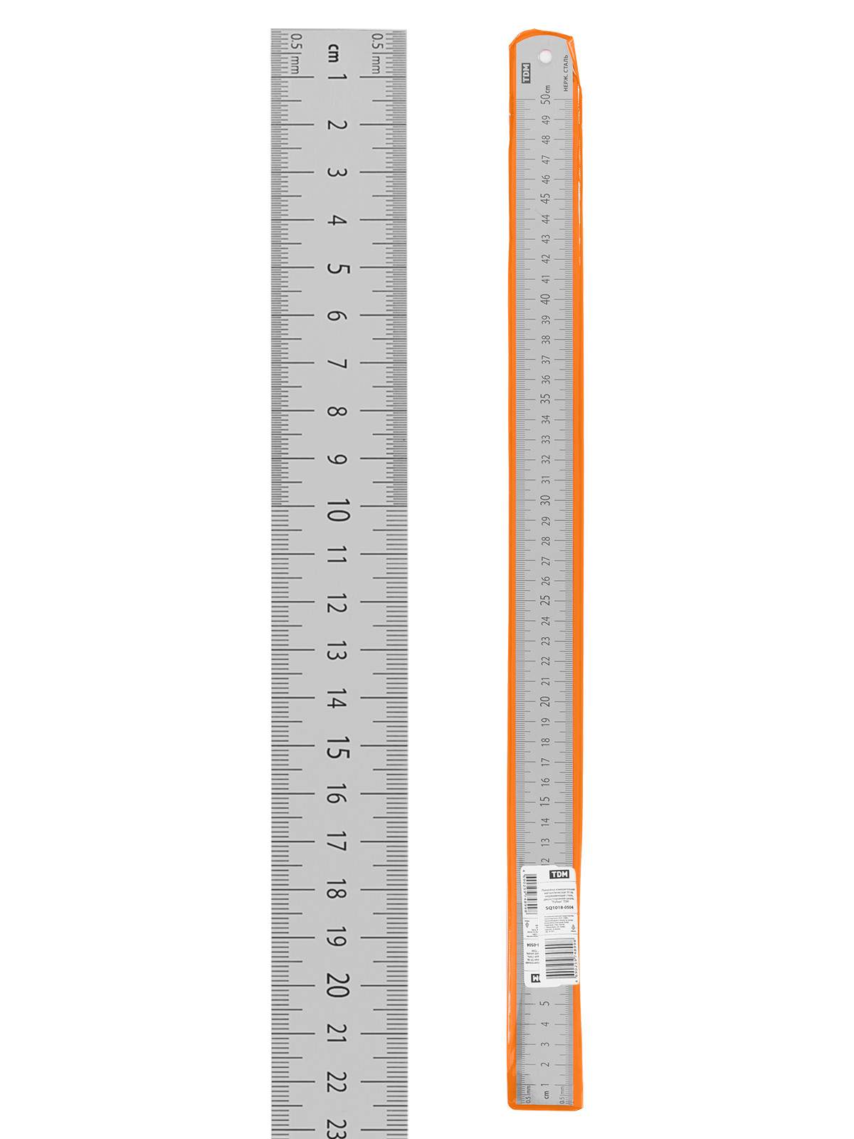 линейка измерительная металлическая 50 см, нержавеющая сталь, двухсторонняя шкала, "рубин" tdm от BTSprom.by