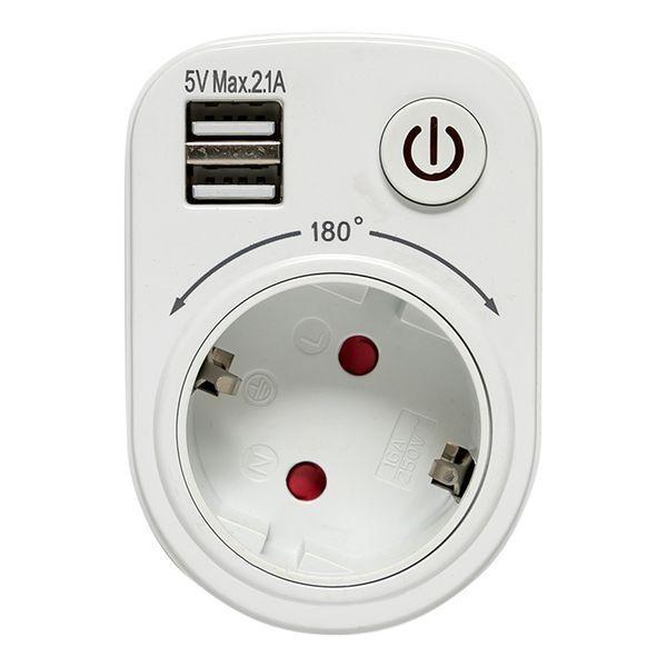  Блок розеточный 1-м ОП SB-01 16А IP20 (розетка 2P+E + 2 разъема USB 5В 2.1А) бел. PROxima EKF SB-01 фото в каталоге от BTSprom.by