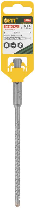  Бур по бетону SDS PLUS профи W-образная вставка двойная спираль 6х160мм FIT 32806 фото в каталоге от BTSprom.by