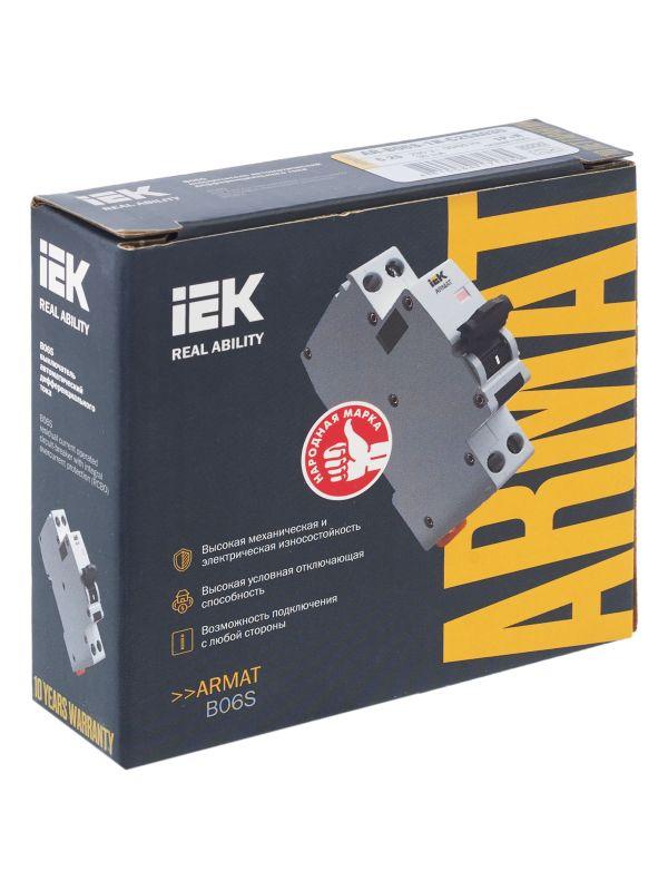  Выключатель автоматический дифференциального тока 2п (1P+N) C 25А 30мА тип A АВДТ B06S 18мм ARMAT IEK AR-B06S-1N-C25A030 фото в каталоге от BTSprom.by