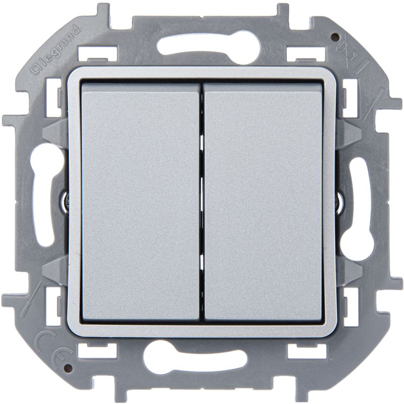  Переключатель модульный 2-кл. Inspiria 250В 10AX алюм. IEK 673657 фото в каталоге от BTSprom.by