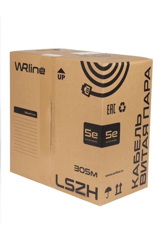 кабель витая пара неэкранир. u/utp кат.5e 4 пары (0.50мм) ож внутр. lszh нг(а)-hf wr-utp-4p-c5e-lszh-gy сер. (уп.305м) wrline 505750 от BTSprom.by
