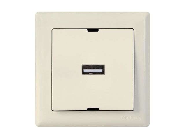 розетка 1-ая usb (скрытая, горизонт.) кремовая, daria, mutlusan (usb-зарядка, 5v-2.1a) 2120 448 0102 от BTSprom.by