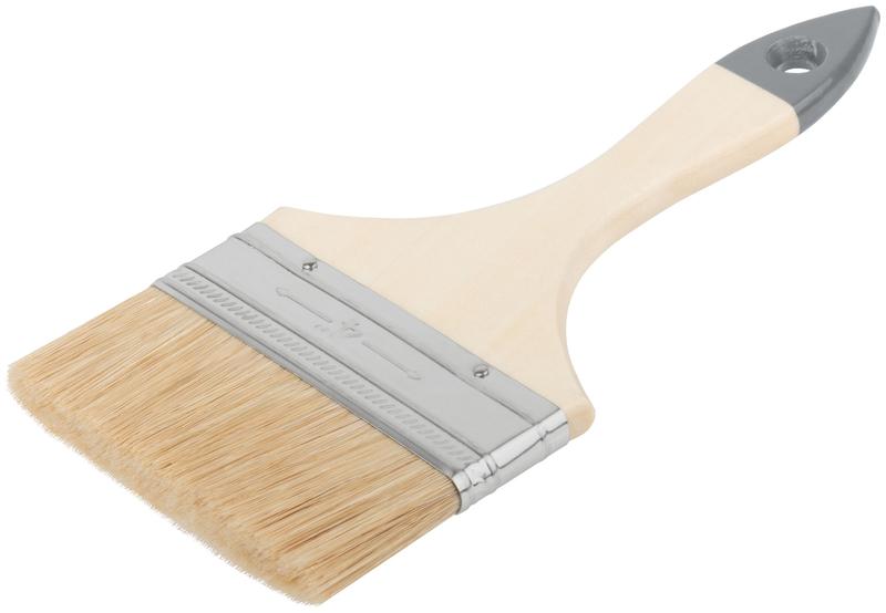 Кисть флейцевая "Лайт" 4дюйм (100мм) натур. свет. щетина деревянная ручка КУРС 00808 фото в каталоге от BTSprom.by