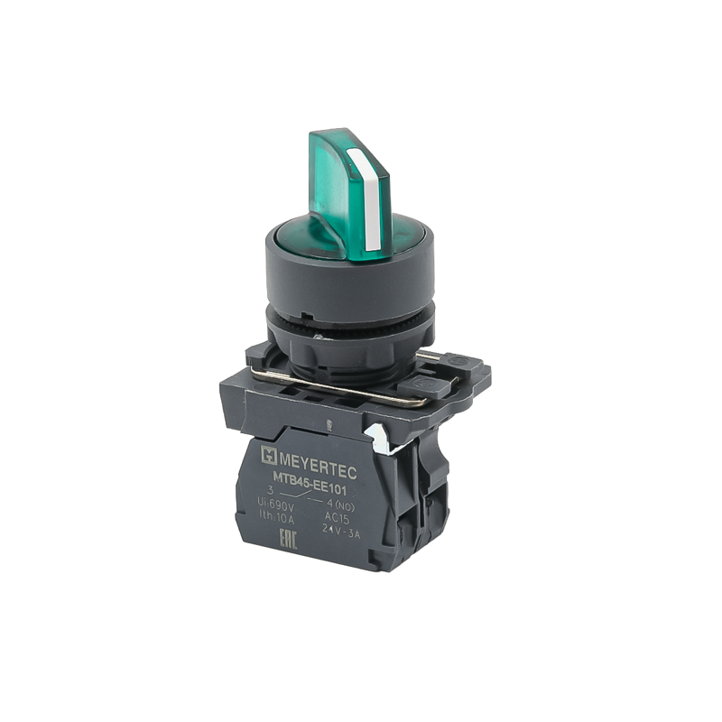 переключатель на 3 положения с фиксацией и подсветкой 1no 220в ac/dc ip65 пластик mtb5-ak33713 зел. овен 137289 от BTSprom.by