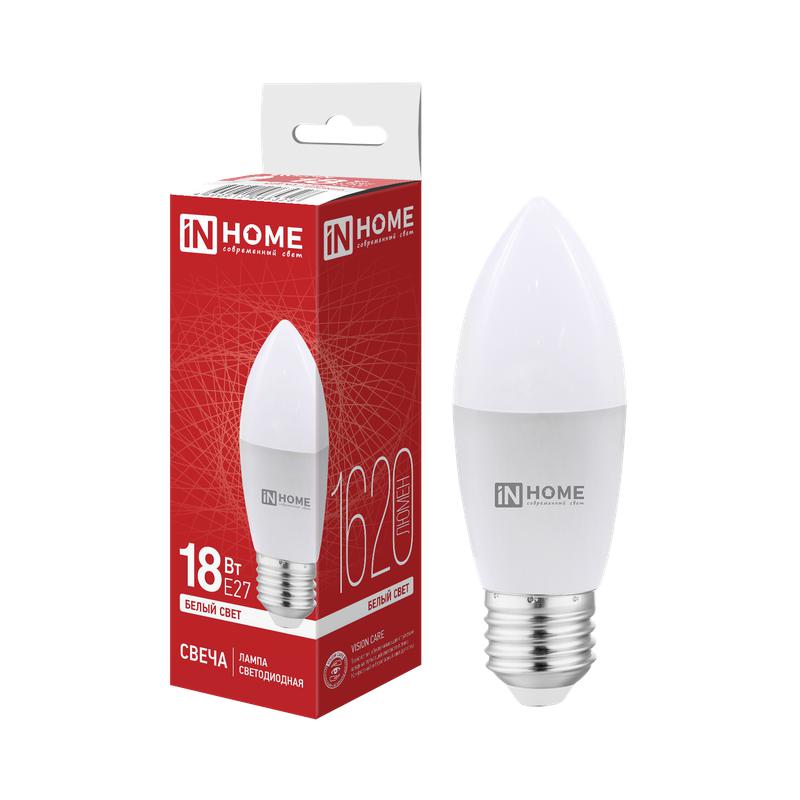 лампа светодиодная led-свеча-vc 18вт свеча 4000к e27 1620лм 230в in home 4690612065328 от BTSprom.by
