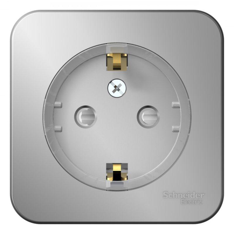 розетка 1-м оп blanca 16а ip20 250в с заземл. защ. шторки с изолир. пластиной (компакт) алюм. se blnra111113 от BTSprom.by