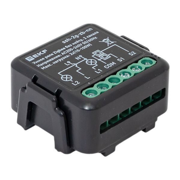  Реле умное в подрозетник 2-канальное Zigbee Connect Select без нейтрали EKF ssh-2g-zb-nn фото в каталоге от BTSprom.by