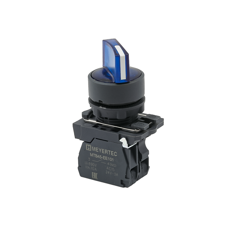 переключатель на 3 положения с фиксацией и подсветкой 1no 24в ac/dc ip65 пластик mtb5-ak36711 син. овен 137297 от BTSprom.by