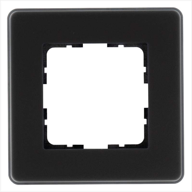 рамка 1-м g-glass закругленная стекло матов. черн. jasmart g1001gb-rm от BTSprom.by