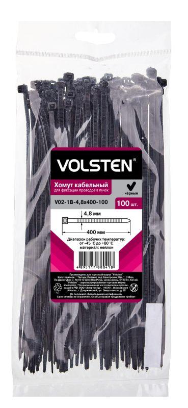 хомут v02-1b-4.8х400-100 4.8х400 нейл. черн. (уп.100шт) volsten 12966 от BTSprom.by