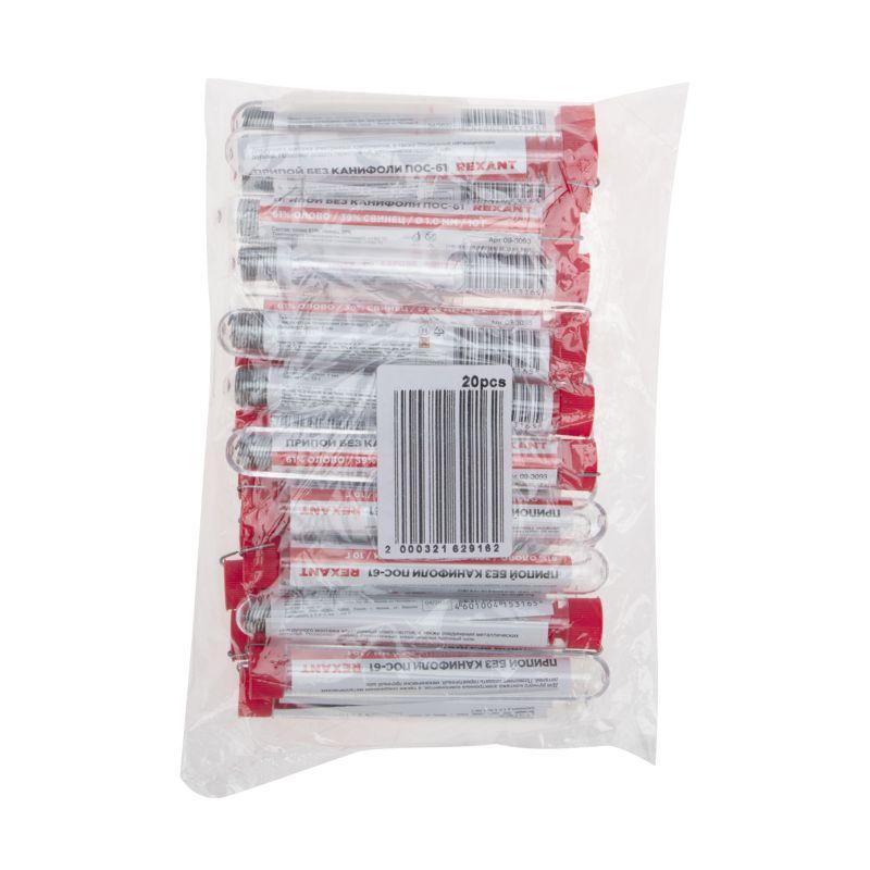  Припой без канифоли ПОС-61 10г d1.0мм (Sn61 Pb39) колба Rexant 09-3093 фото в каталоге от BTSprom.by