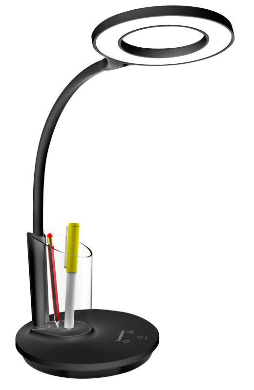 светильник настольный kd-826 c02 led 8вт 230в 480лм сенсор. rgb-подсв. рег. ярк/цветов. темп. пенал черн. camelion 14146 от BTSprom.by