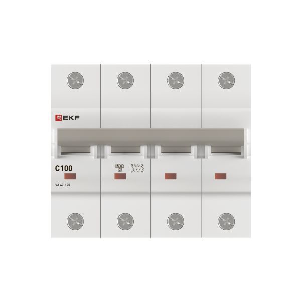  Выключатель автоматический модульный 4п C 100А 15кА ВА 47-125 PROxima EKF mcb47125-4-100C фото в каталоге от BTSprom.by