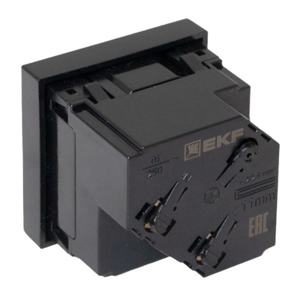  Розетка 45х45 45град. с заземл. быстрозажимные клеммы черн. матов. EKF E2MR16-028-30-45-SL фото в каталоге от BTSprom.by