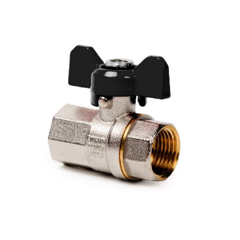 кран шаровой ручка бабочка латунь внутр./внутр. резьба 1/2дюйм pn40 никель rtp 27511 от BTSprom.by