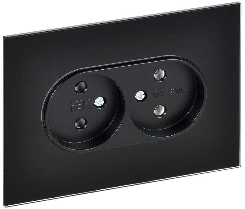 розетка 2-м skandy 10а без заземл. без защ. шторок для плоской вилки sk-r03bl черн. iek sk-r20-10-k02 от BTSprom.by