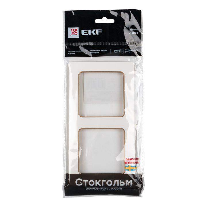  Рамка 2-м Стокгольм бел. с линией цвета шампань PROxima EKF EYM-G-303-10 фото в каталоге от BTSprom.by