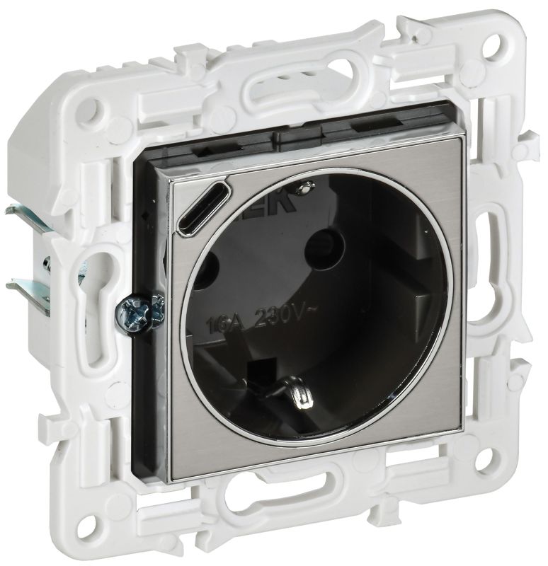 розетка skandy 18вт 16а с заземл. защ. шторки с usb c sk-r17n никель iek sk-r14-16-u14-018-k50 от BTSprom.by