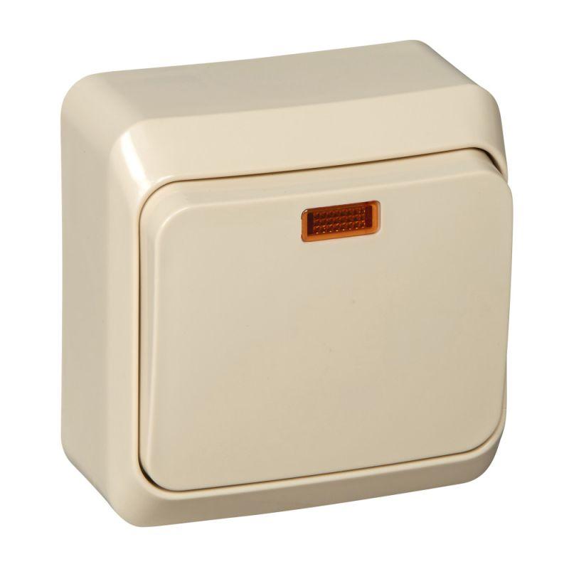 переключатель проходной 1-кл. оп этюд 10а ip20 с подсветкой крем. se ba10-007k от BTSprom.by