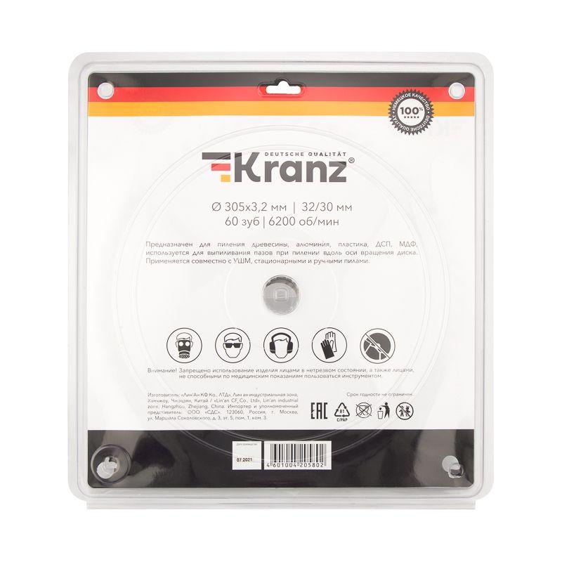  Диск пильный 305мм х60зуб х32/30мм Kranz KR-92-0135 фото в каталоге от BTSprom.by