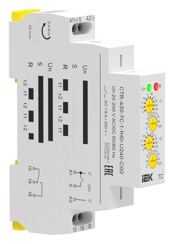 реле циклическое tc 1 контакт 24-240в ac/dc iek ctr-430-tc-1-1hd-u240-c00 от BTSprom.by