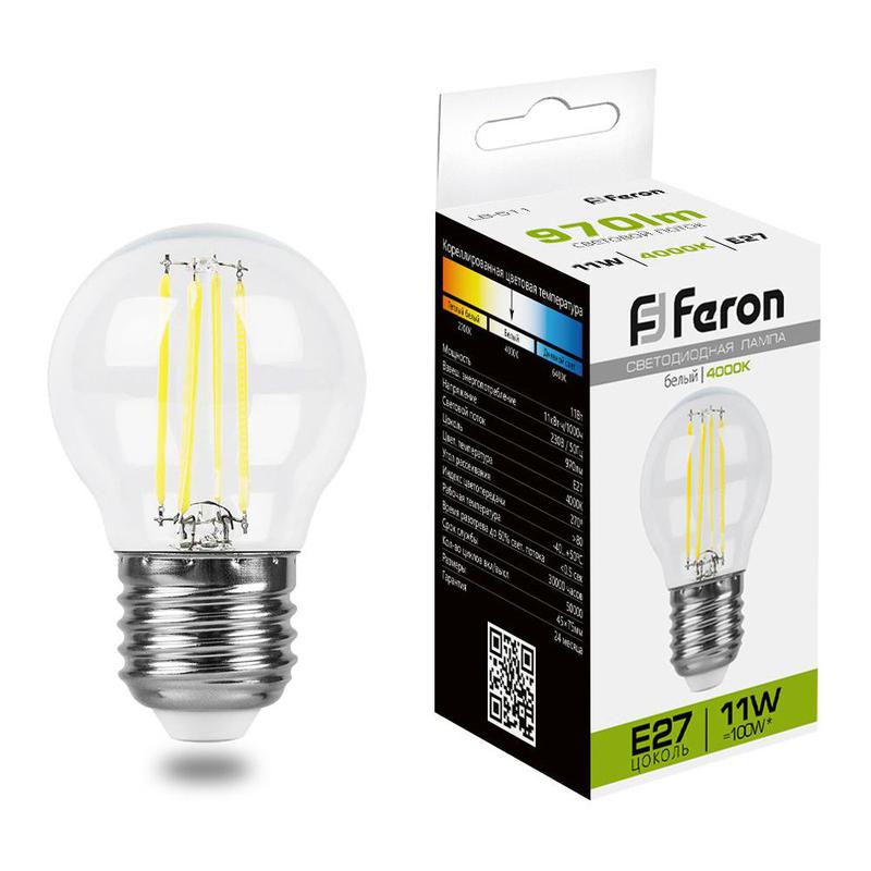 лампа светодиодная 11вт 230в e27 4000к прозрачн. lb-511 feron 38016 от BTSprom.by