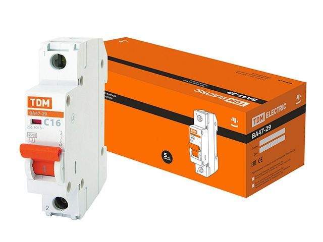 автоматич. выключатель ва47-29 1р 16а 4,5ка х-ка с tdm sq0206-0074 от BTSprom.by
