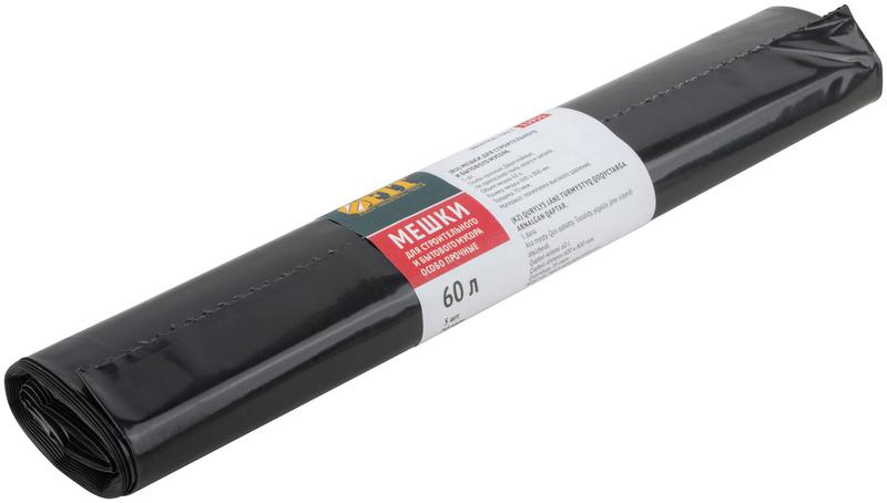  Мешок для строительного мусора ПВД особопрочные 60л 600х800мм толщина 70мкм (уп.5шт) FIT 11931 фото в каталоге от BTSprom.by