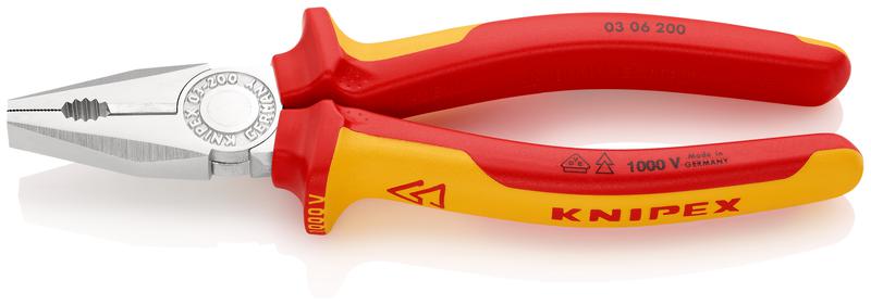 плоскогубцы комбинированные vde l-200мм диэлектрические хром. knipex kn-0306200 от BTSprom.by