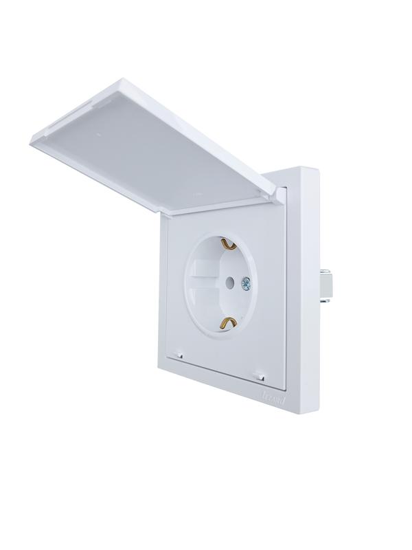  Розетка 1-мест. с/з с крышкой СП ZIMA 16А ПБТ безвинт. зажим бел. LEZARD 704-0288-123BQC фото в каталоге от BTSprom.by
