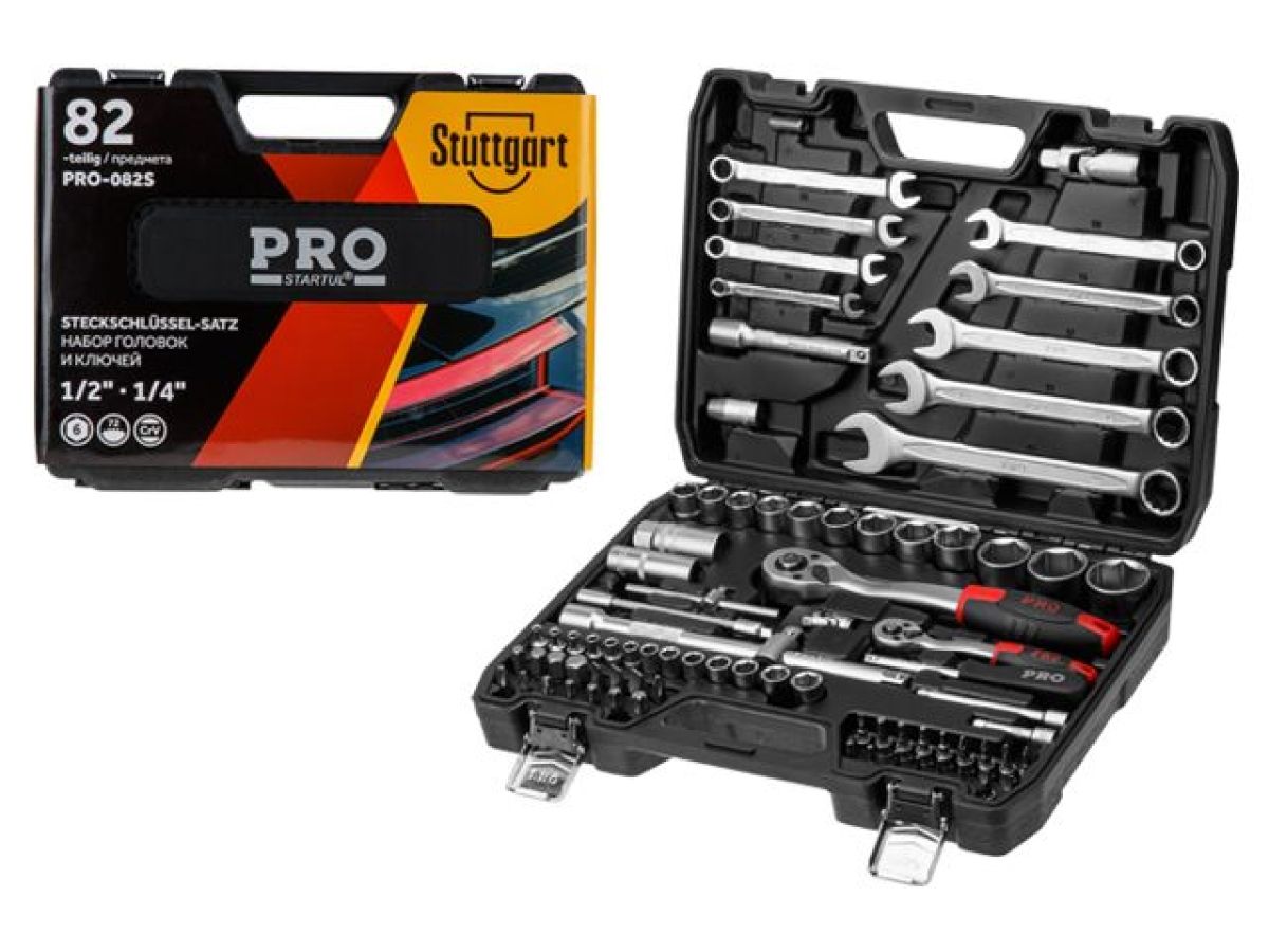 набор головок и ключей 82пр. 1/4",1/2" pro startul stuttgart (pro-082s) (6 граней) pro-082s от BTSprom.by