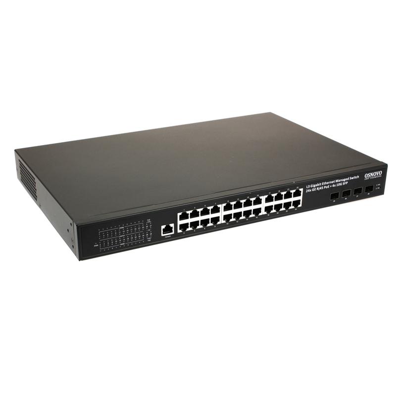 коммутатор управляемый l3 poe sw-24g4x-1l на 24хge rj-45 c poe + 4х10g sfp+ порта osnovo 14163 от BTSprom.by