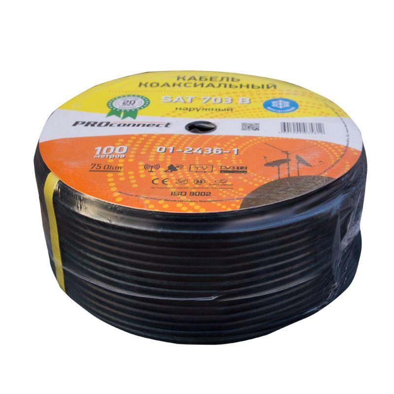 кабель sat 703b cu/al/al (75%) 75ом 100м черн. outdoor (м) proconnect 01-2436-1 от BTSprom.by