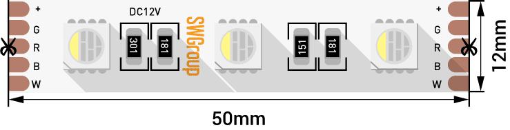 лента светодиодная стандарт 5050 60led/м 19.2вт/м rgb + холод. бел. 12в ip20 (уп.5м) swg standard 00-00005745 от BTSprom.by