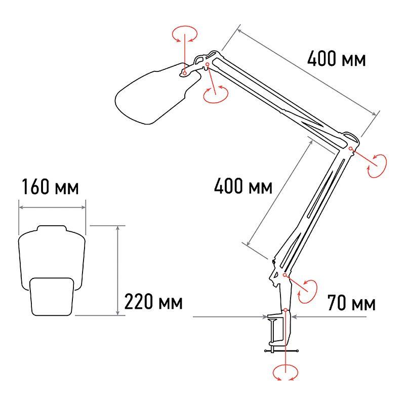  Лупа на струбцине квадратная 3D+20D с подсветкой LED EXPERT бел. Rexant 31-0565 фото в каталоге от BTSprom.by