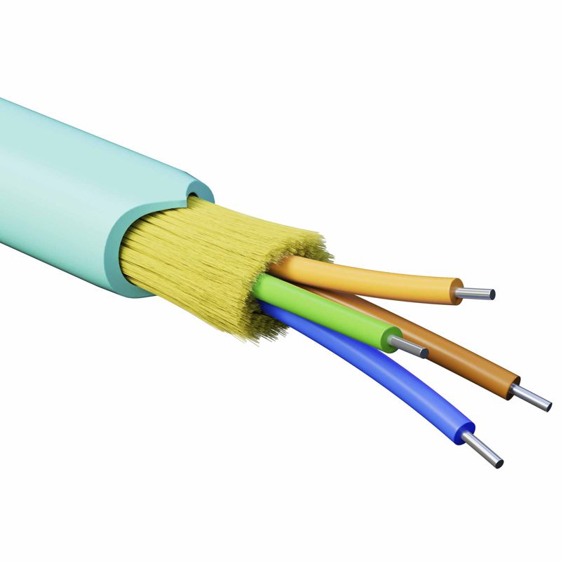 кабель волоконно-оптический распределительный арамидные упрочняющие нити для внутренней прокладки нг(a)-hfltx 4 ов категорияom3 (g.651.1) плотный буфер 0.4кн барабан 500м dkc rndt3c4aq03-e от BTSprom.by