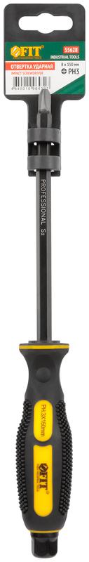  Отверткa ударная сталь S2 шестигран. жало боек под ключ прорезиненная ручка профи 8х150мм PH3 FIT 55628 фото в каталоге от BTSprom.by