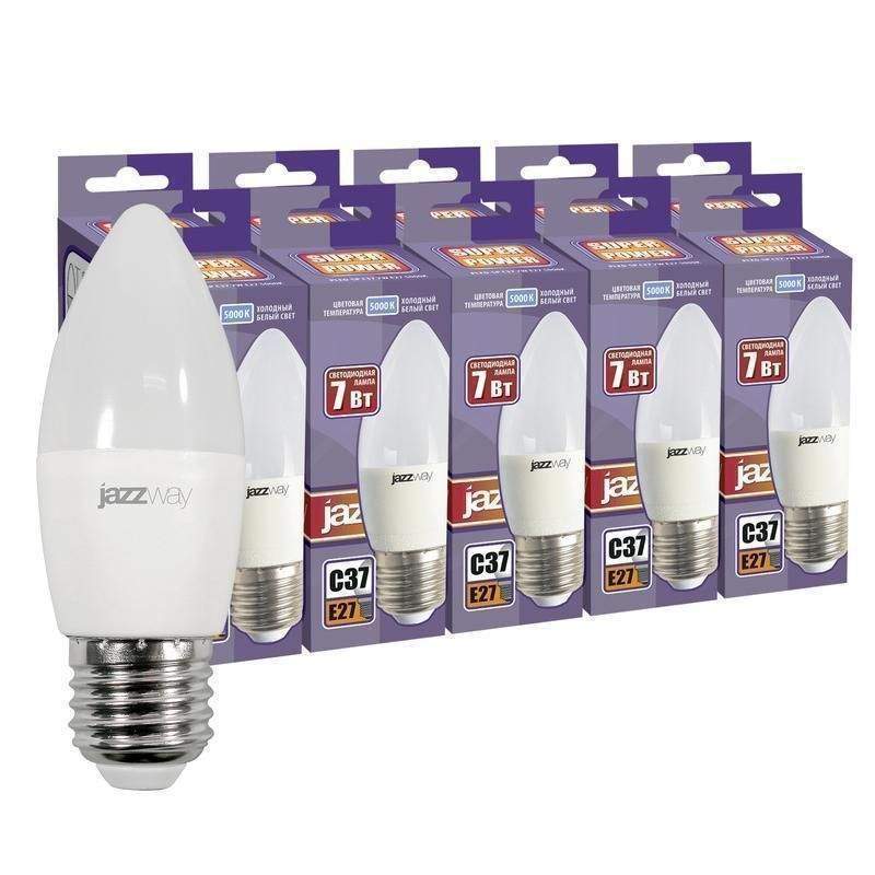 лампа светодиодная pled-sp 7вт c37 5000к холод. бел. e27 230в 50гц (уп.10шт) jazzway 1028488 от BTSprom.by