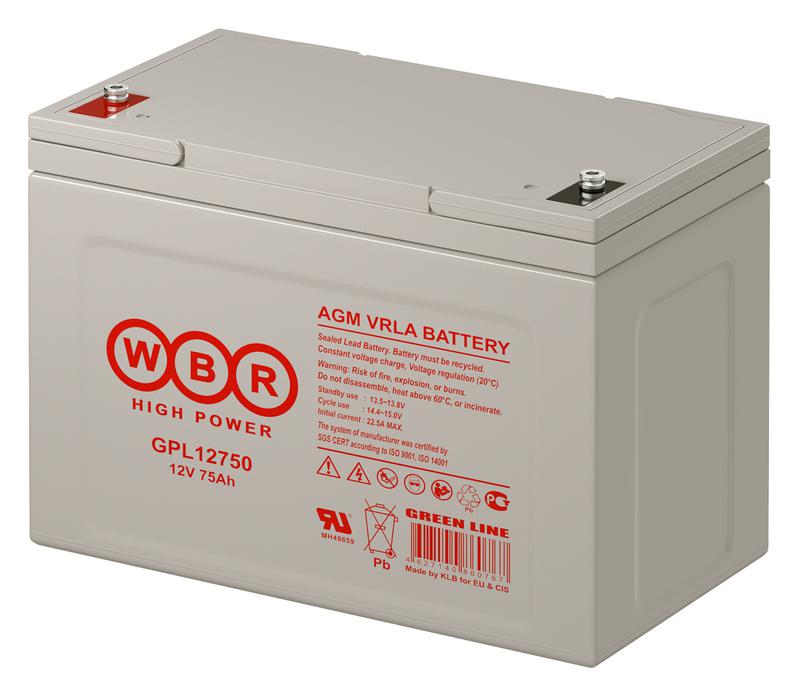  Аккумулятор 12В 75А.ч WBR GPL12750 WBR фото в каталоге от BTSprom.by