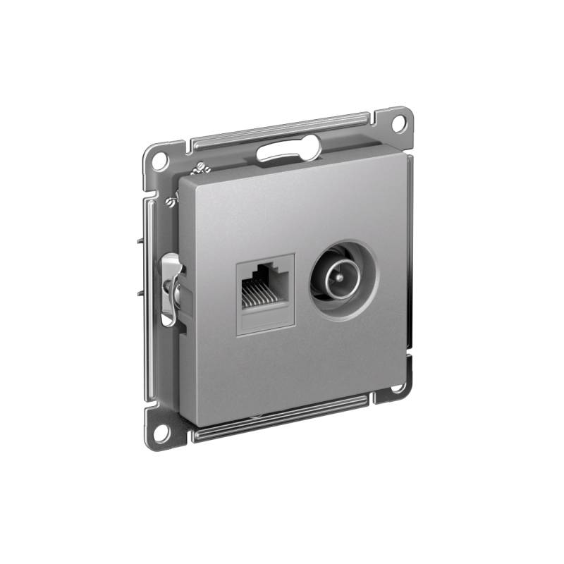розетка компьютерная + телевизионная 2-м сп atlasdesign rj45 кат.5e + tv механизм алюм. se atn000389 от BTSprom.by