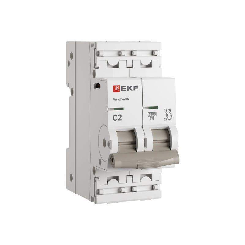 выключатель автоматический 2п c 2а 4.5ка ва 47-63n proxima ekf m634202c от BTSprom.by