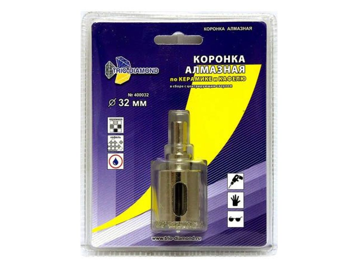 коронка алмазная  d 32 мм по керамике и кафелю trio-diamond 400032 от BTSprom.by
