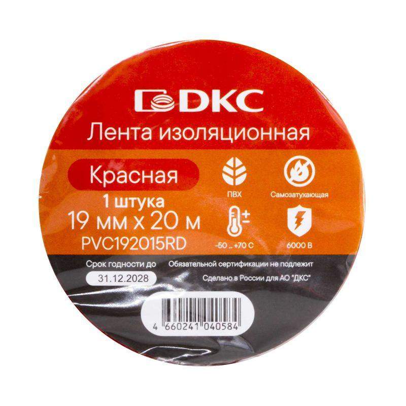  Лента изоляционная ПВХ 19х0.15 (20м) в рулоне красн. DKC PVC192015RD фото в каталоге от BTSprom.by